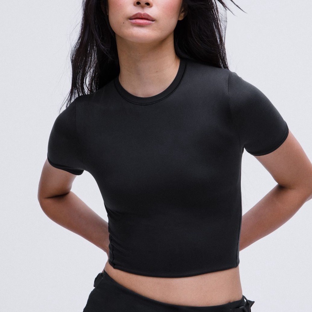 Wundermost Ultra-Soft Nulu Crewneck Cropped T-Shirt